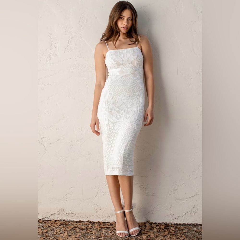 Lulus Cheers to Midnight White Sequin Midi Dress